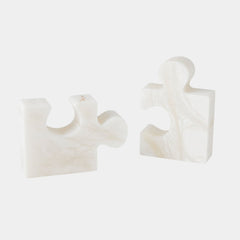 Alabaster Jigsaw Bookends