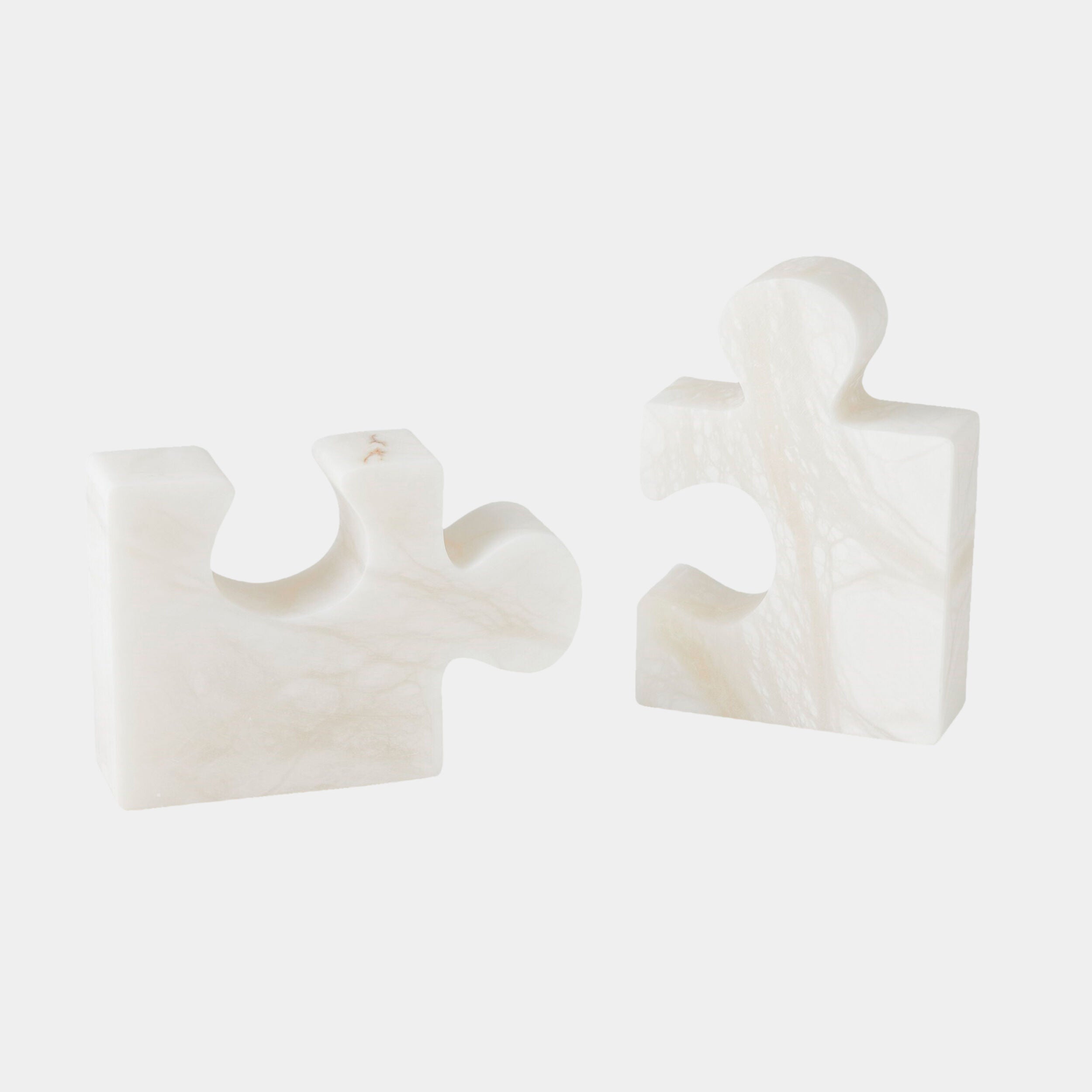 Alabaster Jigsaw Bookends