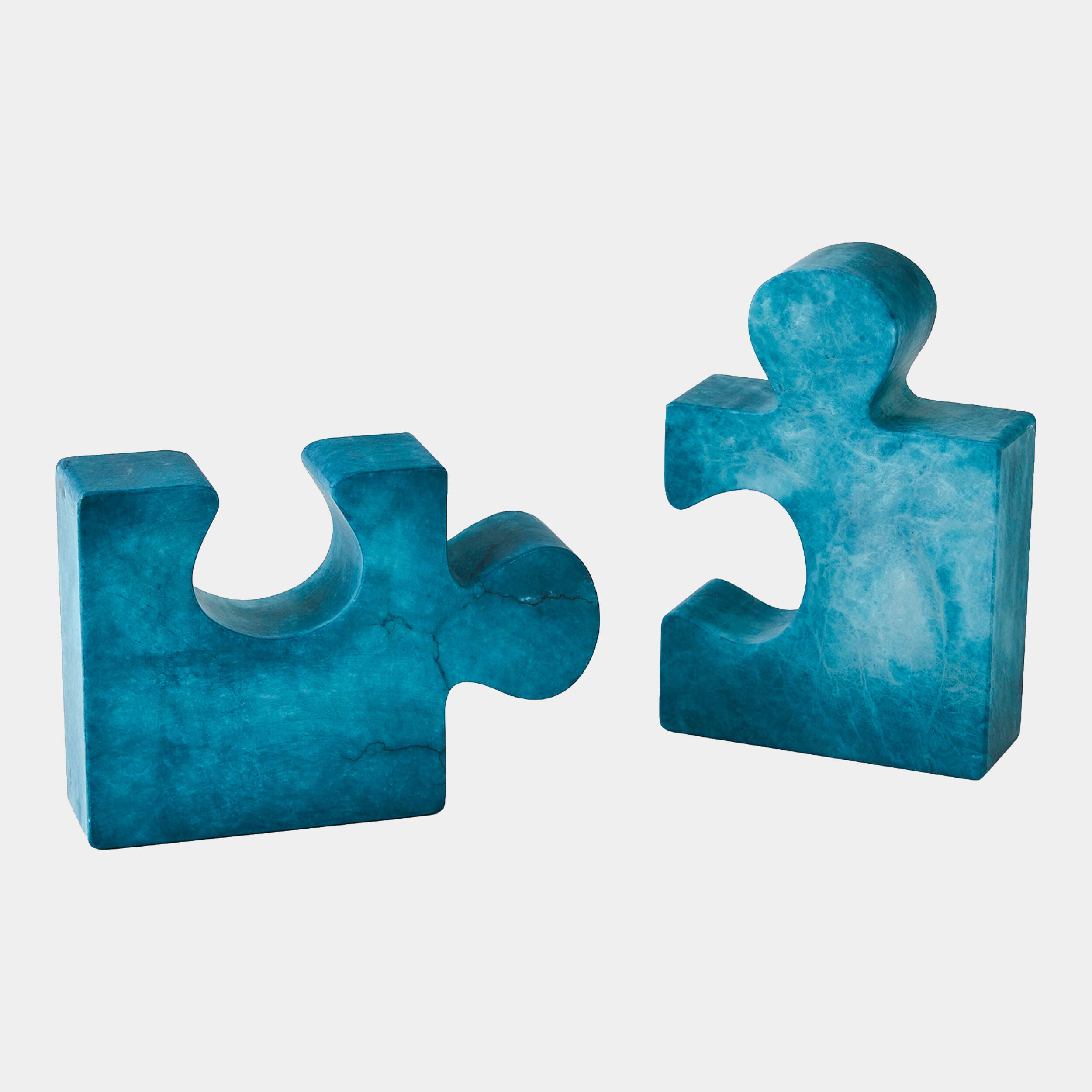 Alabaster Jigsaw Bookends