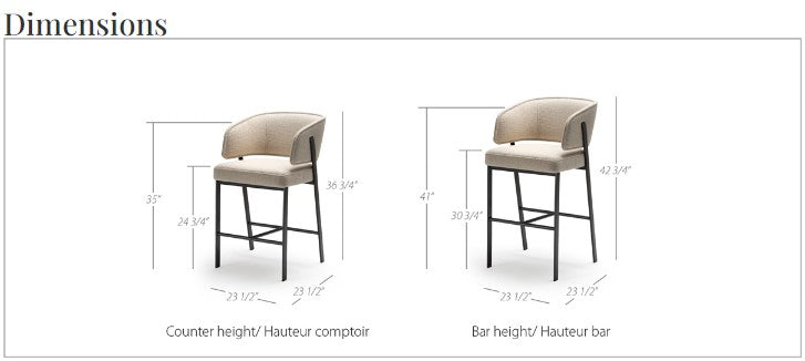 Madison barstool and counterstool