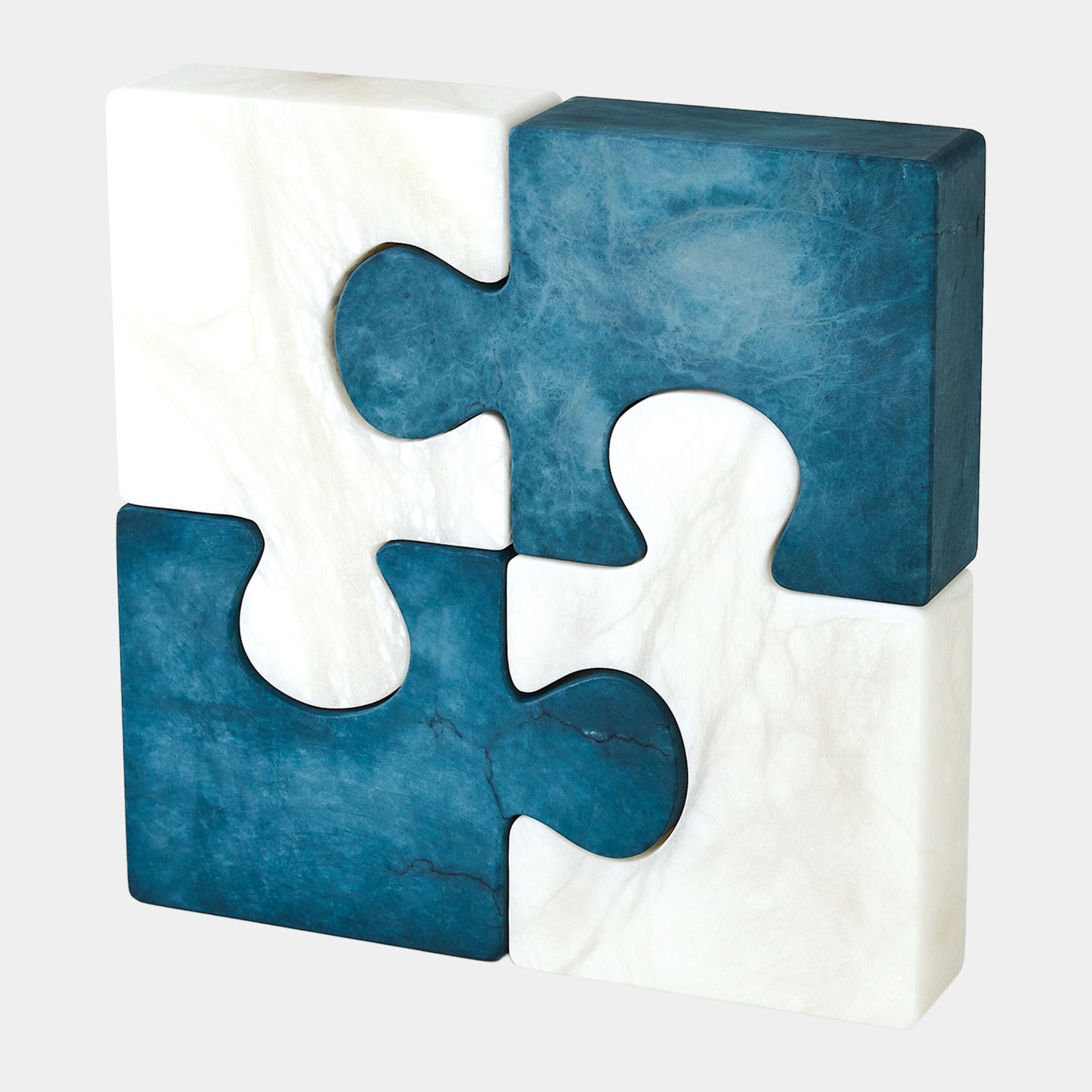 Alabaster Jigsaw Bookends