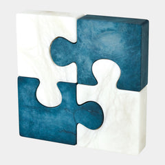Alabaster Jigsaw Bookends